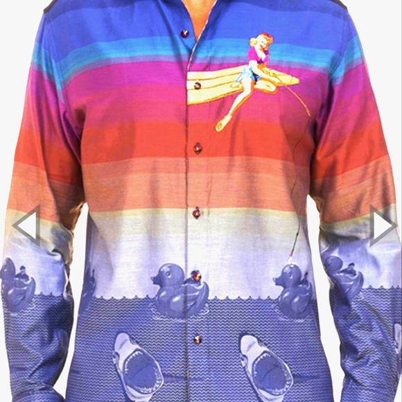 ROBERT GRAHAM Ltd Ed  #382 /#815 SHEEN Rubber Duckies Shark RG Dress LS Shirt - Picture 5 of 15